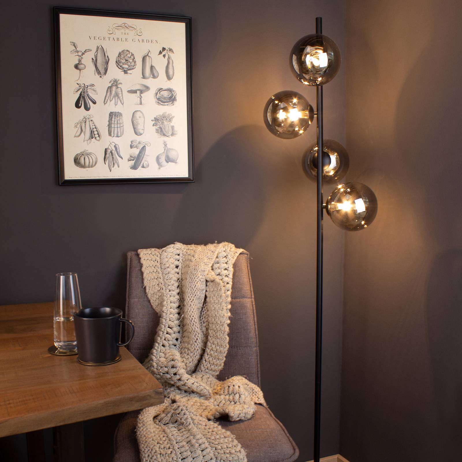 Eco-Light Stehlampe Neptun, schwarz, für Wohn- / Esszimmer, Metall, Stehlampe