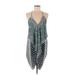 Olivaceous Casual Dress - Mini Plunge Sleeveless: Green Dresses - Women's Size Medium