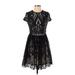 Alexia Admor Cocktail Dress: Black Damask Dresses - Women's Size Small