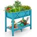 Costway HIPS Raised Garden Bed Poly Wood Elevated Planter Box-Blue