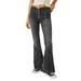 After Dark Exposed Button Mid Rise Flare Jeans