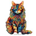 Woodemon Wooden Puzzles for EC36 Adults Maine Coon Cat Wooden Jigsaw Puzzles Unique Shaped Animal Wood Puzzles Wooden Animal Puzzles for Adults and Kids Family Christmas Puzzle 12.2 * 10.5in