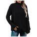 JDEFEG Petite Cardigan Coat Ladies Autumn and Winter Casual Solid Color Short Pullover Sweater Jacket Womens Black L