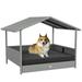 PawHut Wicker Dog House for Small and Medium Dogs Gray