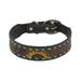 Myra Bag Unisex Scenic Hand-Tooled Leather Dog Collar Brown Small