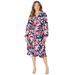 Plus Size Women's Liz&Me® Peasant Wrap Dress by Liz&Me in Navy Painted Floral (Size 4X)