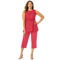 Plus Size Women's 2-Piece Linen Capri Set by Jessica London in Bright Red (Size 28) Washable Rayon Linen Blend