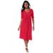 Plus Size Women's Stretch Knit Pleated Front Dress by Jessica London in Vivid Red Dot (Size 28 W)