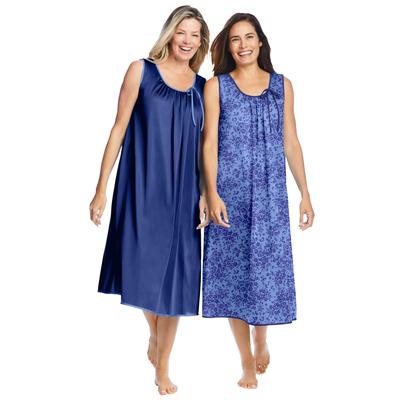 Plus Size Women's 2-Pack Sleeveless Nightgown by Only Necessities in Ultra Blue French Blue Flower (Size 4X)