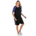 Plus Size Women's 2-Piece Short-Sleeve Set by Woman Within in Black Bright Cobalt (Size L)