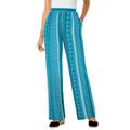 Plus Size Women's Pull-On Elastic Waist Soft Pants by Woman Within in Turq Blue Batik Stripe (Size 22 T)