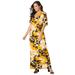 Plus Size Women's Cold Shoulder Maxi Dress by Jessica London in Sunset Yellow Graphic Floral (Size 28 W)