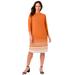 Plus Size Women's Boatneck Shift Dress by Jessica London in Orange Faded Stripe (Size 22 W) Stretch Jersey w/ 3/4 Sleeves