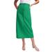 Plus Size Women's Classic Cotton Denim Midi Skirt by Jessica London in Kelly Green (Size 12) 100% Cotton