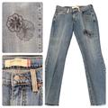 Levi's Jeans | Levi’s Embroidered Floral Y2k Boot Cut 515 Raw Hem Mid Rise Jeans Womens 8 | Color: Blue | Size: 8