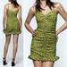 Zara Dresses | New Zara Linen Blend Bow Knot Cutout Polka Dot Draped Ruched Ruffle Mini Dress L | Color: Green/White | Size: L