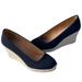 J. Crew Shoes | J Crew Womens Seville Canvas Espadrille Wedges Shoe Size 8 Blue Slip On | Color: Blue | Size: 8