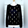 Disney Tops | Disney Mickey Mouse Size Medium Black & Gold Mickey Long Sleeves Knit Top | Color: Black/Gold | Size: M