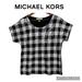 Michael Kors Tops | Michael Kors Women Sequins Black White Checkerboard Short Sleeve Top Size L | Color: Black/White | Size: L