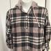 American Eagle Outfitters Tops | Ae American Eagle Plaid Hooded Flannel Small Sherpa Lined Pink Grey Womens | Color: Gray/Pink | Size: S