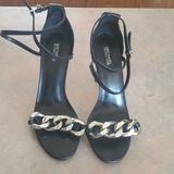 Michael Kors Shoes | Black Strappy Heels With Silver Chain Michael Kors High Heels Size 9 | Color: Black/Silver | Size: 9