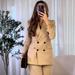 Zara Jackets & Coats | New Zara Women Linen Blend Double Breasted Blazer Camel Sand | 8194/394 L | Color: Tan | Size: L