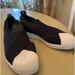 Adidas Shoes | Adidas Slip On Sneakers Womens 9.5. Euc - Black W/White Toe | Color: Black/White | Size: 9.5