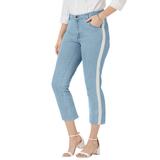 Plus Size Women's Classic Cotton Denim Capri by Jessica London in Light Wash Stripe (Size 12) Jeans