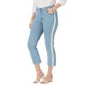 Plus Size Women's Classic Cotton Denim Capri by Jessica London in Light Wash Stripe (Size 24) Jeans