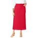 Plus Size Women's Classic Cotton Denim Midi Skirt by Jessica London in Vivid Red (Size 20) 100% Cotton