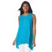 Plus Size Women's Crinkled Tunic by Jessica London in Ocean (Size 16 W) Long Shirt