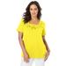 Plus Size Women's Stretch Cotton Eyelet Cutout Tee by Jessica London in Bright Yellow (Size 26/28) Short Sleeve T-Shirt