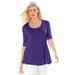 Plus Size Women's Stretch Cotton Peplum Tunic by Jessica London in Midnight Violet (Size 14/16) Top