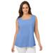 Plus Size Women's Square Neck Tank by Jessica London in French Blue (Size L)