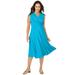 Plus Size Women's Stretch Knit Drape-Over Dress by Jessica London in Ocean (Size 26 W)