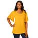 Plus Size Women's Stretch Knit Flutter Sleeve Tunic by Jessica London in Sunset Yellow (Size S)