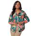 Plus Size Women's Classic Cotton Denim Jacket by Jessica London in Multi Tropical Animal (Size 32) 100% Cotton Jean Jacket