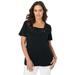 Plus Size Women's Stretch Cotton Eyelet Cutout Tee by Jessica London in Black (Size 12) Short Sleeve T-Shirt