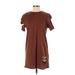 Shein Casual Dress - Mini High Neck Short sleeves: Brown Solid Dresses - Women's Size Small