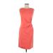 Kenneth Cole New York Casual Dress - Sheath High Neck Sleeveless: Orange Print Dresses - Women's Size 8