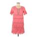 Gap Casual Dress - Shift Plunge Short sleeves: Pink Solid Dresses - Women's Size Medium