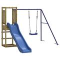 vidaXL Outdoor Playset - Pine Wood Playground with Swing Set, Wave Slide and Sandpit - Weather-Resistant, Easy Assembly, Safe Design for Kids aged 3-8 years old