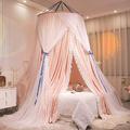 Kertnic Floral Elegant Bed Canopy for Girls & Adults, Luxurious Double Layer Bed Curtain Canopy Drapes, Round Dome Lace Princess Queen Canopies Netting (Star)