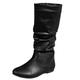 High Boots Women's Flat Knee High Boots Women's Classic Cowboy Boots Women's Leather Winter Boots Suede Boots Women's Zip Knee Boots, black, 6 UK