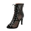 Women High Heel Shoes Fashion Pe ep Toe Shoes Trade Lace Up High Heel Ankle Boots with Heels for Women Knee High (Black, 5.5)