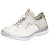 Slip-On Sneaker RIEKER, Damen, Gr. 36, beige (sanftes weiß, creme), Textil, Lederimitat, metallic, sportlich, Schuhe Sneaker, Slipper, Schlupfschuh, Freizeitschuh mit Gummizug und Elastikeinstieg