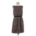 Ann Taylor LOFT Outlet Casual Dress - A-Line Crew Neck Sleeveless: Brown Dresses - Women's Size Small
