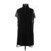The Eight Senses. Casual Dress - Shift Turtleneck Short sleeves: Black Solid Dresses - Women's Size X-Small