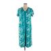 Carole Hochman Casual Dress - Shift V Neck Short sleeves: Teal Tie-dye Dresses - Women's Size X-Large