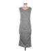 Joe Fresh Casual Dress - Midi Scoop Neck Sleeveless: Gray Marled Dresses - Women's Size Medium